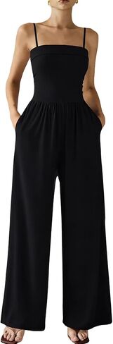 Chicyes المرأة حللا متأنق بلا أكمام عادية واسعة الساق أنبوب السروال القصير البلوز الشاطئ عطلة ملابس الصيف in Kuwait