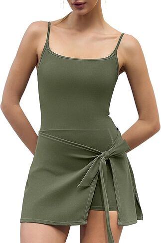 QINSEN Women's Sexy Square Neck Jumpsuit Sleeveless Wrap Shorts Romper One Piece Outfits with Pockets in Saudi Arabia