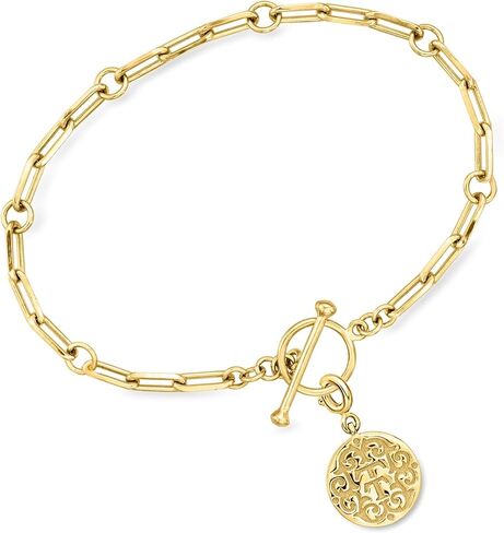 Ross-Simons 18kt Gold Over Sterling Paper Clip Link Toggle Bracelet With Removable T and T Twin Talk Logo Charm in Saudi Arabia