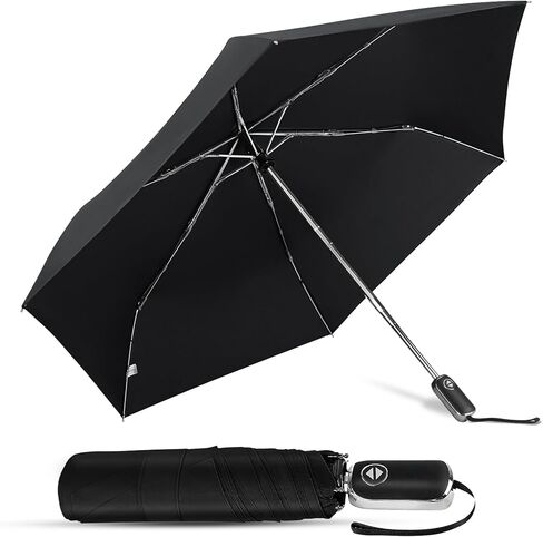 Mini Travel Umbrella Automatic - Flat Portable Collapsible Umbrellas Lightweight Strong Compact Umbrella for Rain in Saudi Arabia