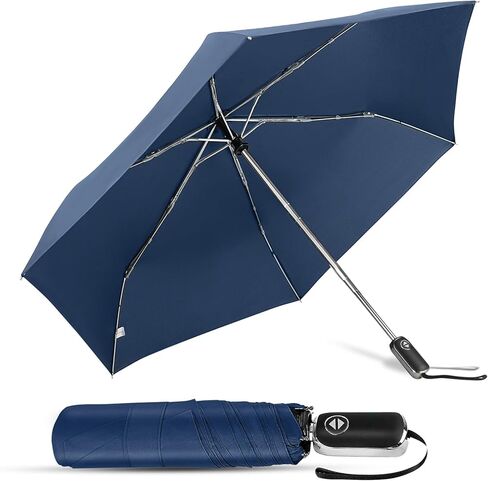 Mini Travel Umbrella Automatic - Flat Portable Collapsible Umbrellas Lightweight Strong Compact Umbrella for Rain in Saudi Arabia