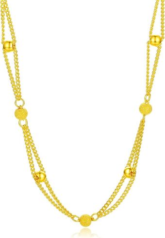 24K Solid Gold Necklace for Women, Real Pure Gold Jewelry Dainty Oval Clip Link Chain Necklace for Men Girlfriend in Saudi Arabia