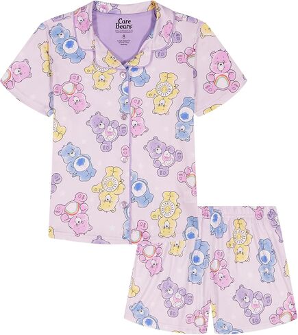 Care Bears Girls' 2-Piece Loose-fit Button Down Matching Pajama Set, Soft & Cute for Kids in Saudi Arabia