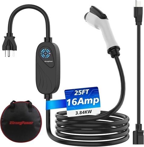 Level 1 & Level 2 EV Charger, J1772 Electric Vehicle Portable Charger with 25FT Cable and NEMA 6-20 Plug NEMA 5-15 Adapter for Household Socket,ETL Certified, Home EV Charging Station 8-16A /110-240V in Saudi Arabia