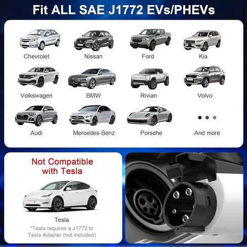 Level 1 & Level 2 EV Charger, J1772 Electric Vehicle Portable Charger with 25FT Cable and NEMA 6-20 Plug NEMA 5-15 Adapter for Household Socket,ETL Certified, Home EV Charging Station 8-16A /110-240V in Saudi Arabia