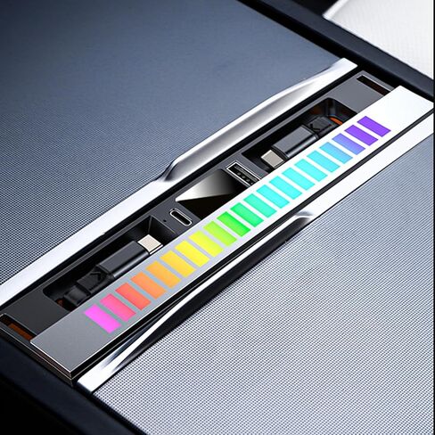 محور USB لـ Tesla Model Y Juniper 2025 2026 Model 3 Highland 2024 2025 مع غطاء منزلق، محطة إرساء مزدوجة للإضاءة المحيطة من النوع C RGB متعددة المنافذ وكابل قابل للسحب يناسب وحدة التحكم المركزية in Kuwait