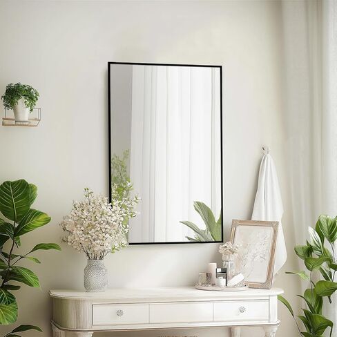 Bathroom Vanity Mirror, Black Bathroom Mirror 16x24 inch, Wall Mirrors with Aluminum Metal Frame for Vanity, Bathroom, Nursery, Baby Room. in Saudi Arabia