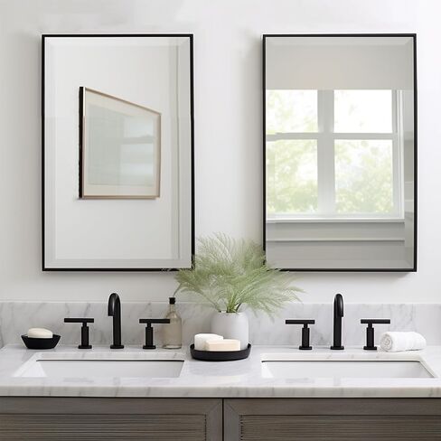 Bathroom Vanity Mirror, Black Bathroom Mirror 16x24 inch, Wall Mirrors with Aluminum Metal Frame for Vanity, Bathroom, Nursery, Baby Room. in Saudi Arabia