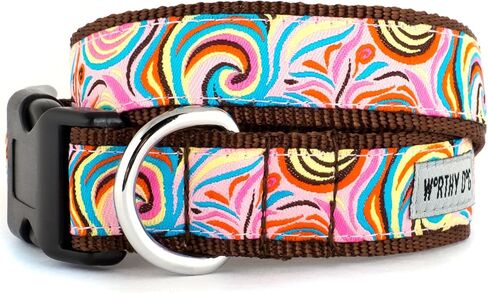 The Worthy Dog Gumball Purple Polka Stylish & Durable Nylon Dog Collars, Adjustable Strong Buckle - Medium, Purple in Saudi Arabia