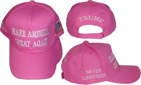 Trade Winds Make America Great Again Trump Never Surrender Pink Cotton Embroidered Cap Hat in Saudi Arabia