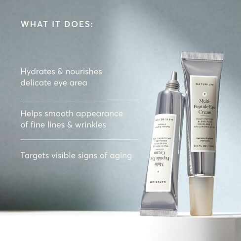 Naturium Multi-Peptide Eye Cream, Smoothing & Anti-Aging Skincare, with Squalene & Hyaluronic Acid, 0.5 oz in Kuwait