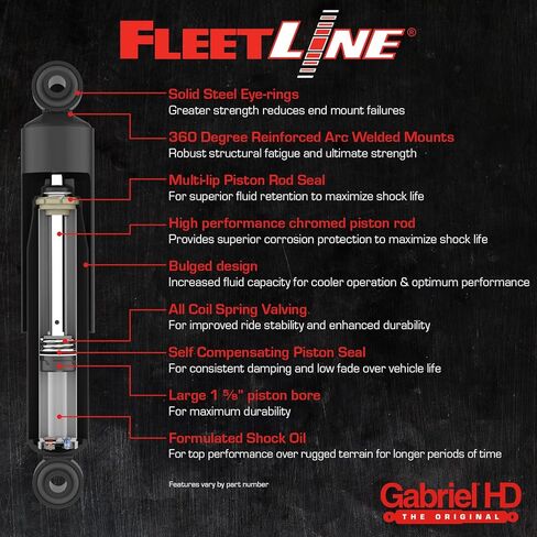 Gabriel FleetLine 83038 Heavy Duty Cab Shocks (Single) fits Freightliner 122SD, Cascadia, Columbia, Coronado, M2 112, Century Class; Pierce Fire Recue Truck OEM# 18-41762-000 18-60764-000 in Saudi Arabia
