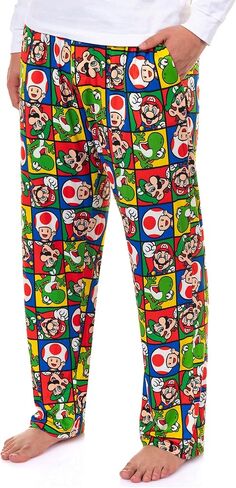 Seven Times Six Super Mario Pajamas Men's Luigi Toad Yoshi Character Grid Pajama Pants Sleepwear Loungewear in Saudi Arabia