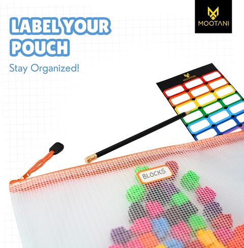 24 Pcs Mesh Zipper Pouch Bags A4 (13.1x9.4) inches Letter Size Waterproof, Reusable Zipper Bags for Board Game & Puzzle Storage, 8 Colors in Saudi Arabia