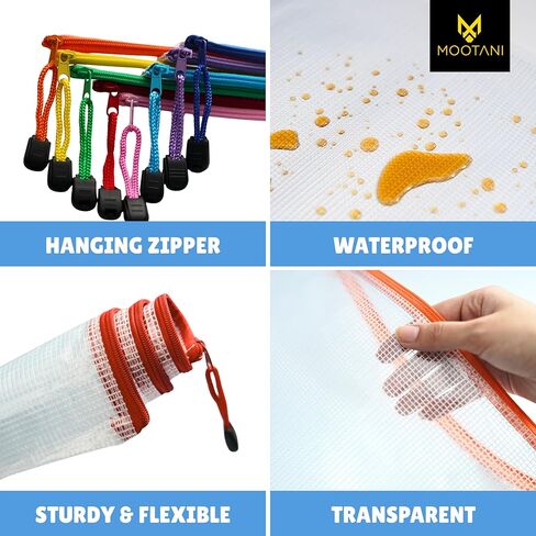 24 Pcs Mesh Zipper Pouch Bags A4 (13.1x9.4) inches Letter Size Waterproof, Reusable Zipper Bags for Board Game & Puzzle Storage, 8 Colors in Saudi Arabia