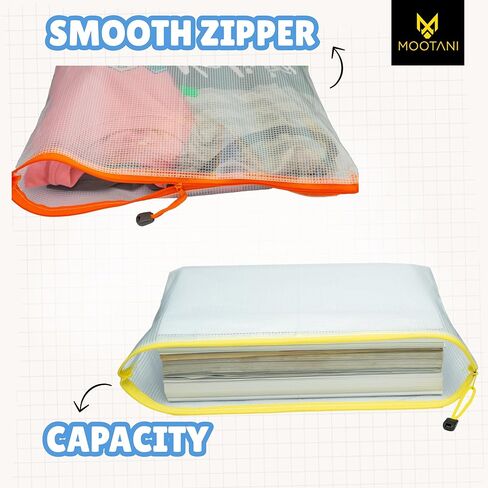 24 Pcs Mesh Zipper Pouch Bags A4 (13.1x9.4) inches Letter Size Waterproof, Reusable Zipper Bags for Board Game & Puzzle Storage, 8 Colors in Saudi Arabia