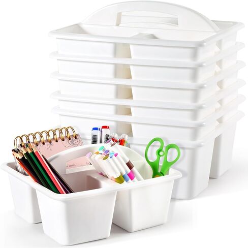 6 Pack Classroom Caddy with Handle Plastic Storage Caddy Organizer with 3 Compartments Desk Caddies Holder Portable Storage Bin for Pencil, Crayon, Marker, Home, Office, School Supply(Morandi Colors) in Saudi Arabia