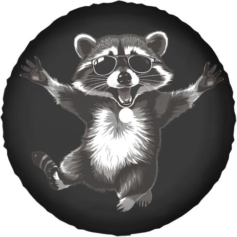 Funny Raccoon Spare Tire Wheel Cover with Backup Camera Hole Leather Wheel Cover Compatible with Wrangler JL in Saudi Arabia