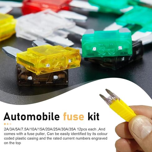 120 PCS Car Fuses, 10 Sizes Mixed Assortment Kit with Extractor, Quick Blow Mini Fuse for Ignition Lights AC System, Universal for 2A 3A 5A 7.5A 10A 15A 20A 25A 30A 35A (Multicolored) in Saudi Arabia