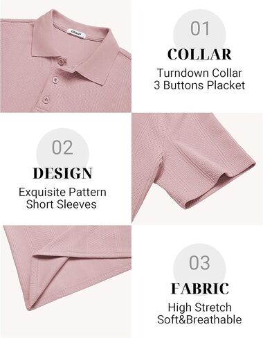 COOFANDY Mens Knit Polo Shirts Short Sleeve Casual Textured Polo Shirt Summer Vintage Collared Golf T-Shir in Saudi Arabia