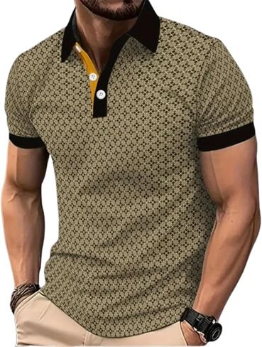 DEEX Men's Polo Shirts Casual Short Sleeve 2026 Button Stylish Summer T Shirt Color Block Golf Slim Fit Shirts with Collar in Saudi Arabia