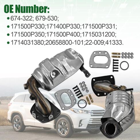 674-322 679-530 Catalytic Converter Compatible with Toyota Highlander Sienna 2017-2020, Lexus RX350 2016-2021, 3.5L V6, Replaces 41333, (Bank 1 and Bank 2) in Saudi Arabia