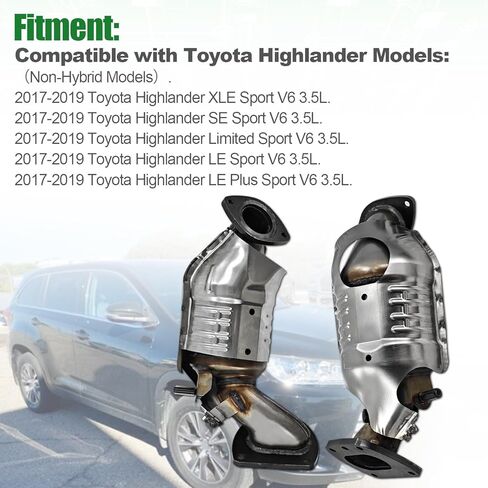674-322 679-530 Catalytic Converter Compatible with Toyota Highlander Sienna 2017-2020, Lexus RX350 2016-2021, 3.5L V6, Replaces 41333, (Bank 1 and Bank 2) in Saudi Arabia