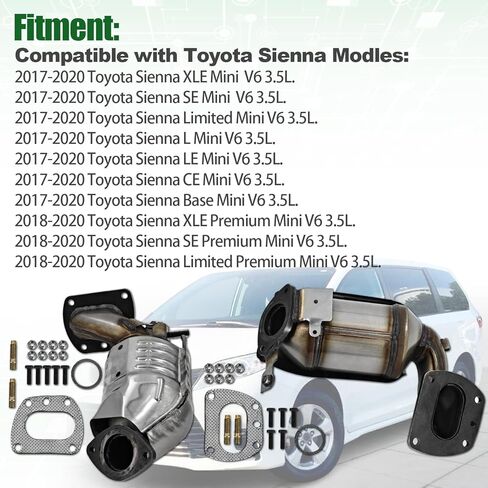 674-322 679-530 Catalytic Converter Compatible with Toyota Highlander Sienna 2017-2020, Lexus RX350 2016-2021, 3.5L V6, Replaces 41333, (Bank 1 and Bank 2) in Saudi Arabia