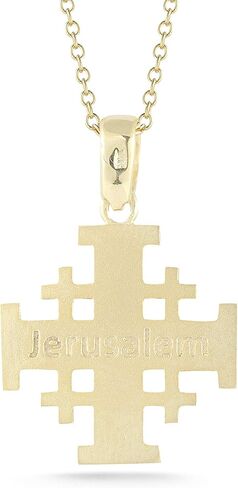 14K Yellow Gold Jerusalem Cross Pendant Necklace in Saudi Arabia