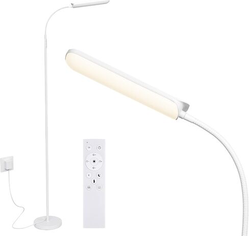 مصباح أرضي LED من FRIDEKO HOME مع جهاز تحكم عن بعد، مصباح قراءة ساطع خافت للحرف اليدوية والرسم والمكتب وغرفة النوم، ضوء قائم على شكل رقبة الإوزة قابل للتعديل، 4 درجات حرارة ألوان، 1800 لومن، تحكم باللمس، أسود in Kuwait