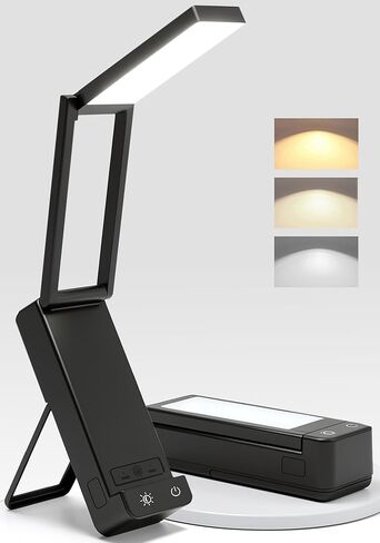 مصباح مكتب EZVALO قابل لإعادة الشحن، ضوء لاسلكي ببطارية 6000 مللي أمبير في الساعة، مصباح طاولة لاسلكي لقراءة الكتب، مصابيح صغيرة قابلة للطي ومحمولة، 3 ألوان ضوء صغير خافت للسرير، ضوء أظافر، حرفة (أبيض) in Kuwait