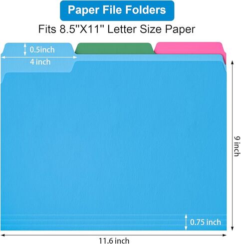 HABGP 120 قطعة من مجلدات مانيلا 8.5 × 11 بوصة، مجلدات ملفات ملونة بحجم 1/3 قطع، مجلدات ورقية جمالية، مجلدات ملفات مانيلا للمكتب والأعمال المدرسية للمستندات (موراندي) in Saudi Arabia