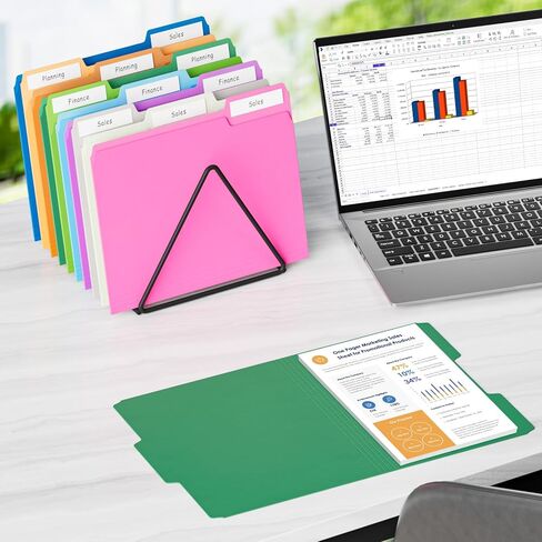 HABGP 120 قطعة من مجلدات مانيلا 8.5 × 11 بوصة، مجلدات ملفات ملونة بحجم 1/3 قطع، مجلدات ورقية جمالية، مجلدات ملفات مانيلا للمكتب والأعمال المدرسية للمستندات (موراندي) in Saudi Arabia