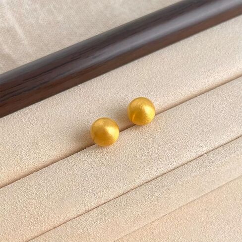 14K Gold Ball Stud Earring,Brushed Gold Matte Ball Stud Earrings for Women,Douable Gold Brushed Ball Earrings,Minimalist Gold Stud Earrings Fashion Classic Trendy Jewelry Gift in Saudi Arabia