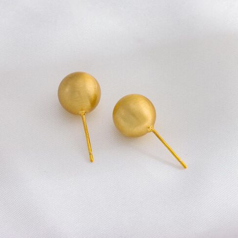 14K Gold Ball Stud Earring,Brushed Gold Matte Ball Stud Earrings for Women,Douable Gold Brushed Ball Earrings,Minimalist Gold Stud Earrings Fashion Classic Trendy Jewelry Gift in Saudi Arabia