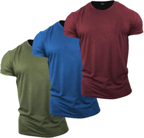 تي شيرتات أساسية للرجال بياقة دائرية، عبوة من 3 تي شيرتات قطنية سادة بأكمام قصيرة in Kuwait