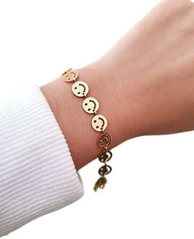 Happy Face Anklet Bracelet Gold Plated Smile Faces Gift For Her in Saudi Arabia