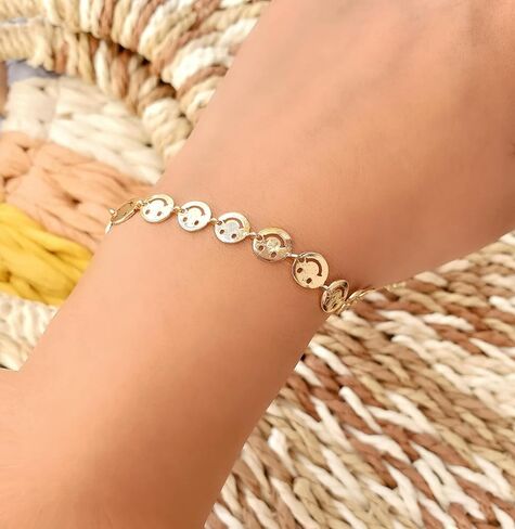 Happy Face Anklet Bracelet Gold Plated Smile Faces Gift For Her in Saudi Arabia
