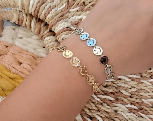 Happy Face Anklet Bracelet Gold Plated Smile Faces Gift For Her in Saudi Arabia