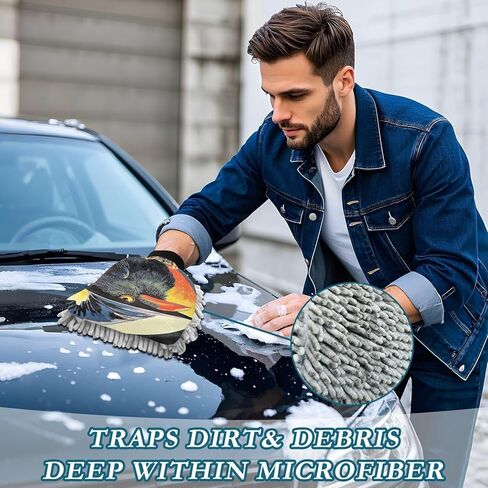 AIXIWAWA Wizard Crow Print غسيل السيارات قفاز غسيل قفاز مقاوم للخدش وماص للماء 2 عبوة كبيرة in Kuwait