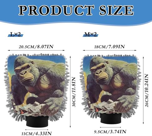 AIXIWAWA Big Gorilla Print Car Wash Mitt Washing Glove Scratch Free Water Absorbent 2 Pack Large in Saudi Arabia