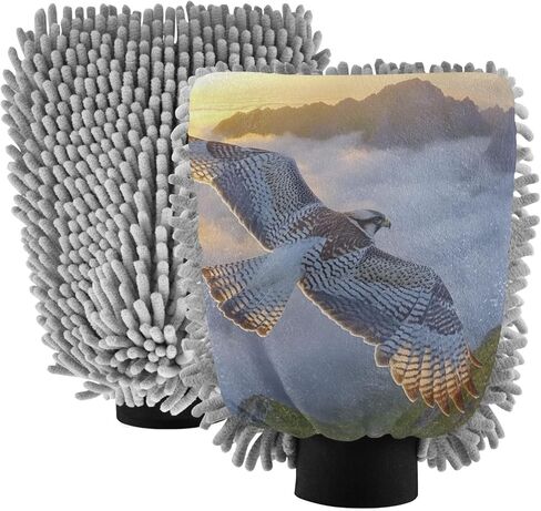 AIXIWAWA Bird Flying Print Car Wash Mitt Washing Glove Scratch Free Water Absorbent 2 Pack Medium in Saudi Arabia