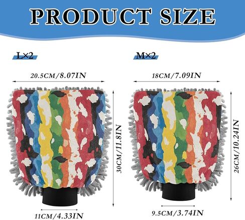 AIXIWAWA Colored Print Print Car Wash Mitt Washing Glove Scratch Free Water Absorbent 2 Pack Medium in Saudi Arabia