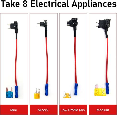 8 PCS Car Fuse Taps, Add-a-circuit Fuse Tap Adapter Kit, 12 V Dual Slots Low Voltage Adapter, Mini & Low Profile & Micro 2 & ATO 4 Types for Most Cars Trucks Boats (Multicolored) in Saudi Arabia