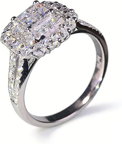 Fashion Ring Cubic Zirconia Anniversary Wedding Ring 925 Sterling Silver CZ Engagement Ring for Women in Kuwait