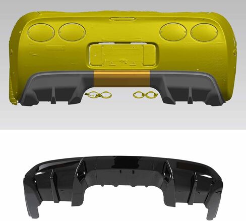 3PCS Rear Bumper Diffuser for Chevy Corvette C5 1997-2004 Add-On PP Plastic Body Kit (Glossy Black) in Saudi Arabia