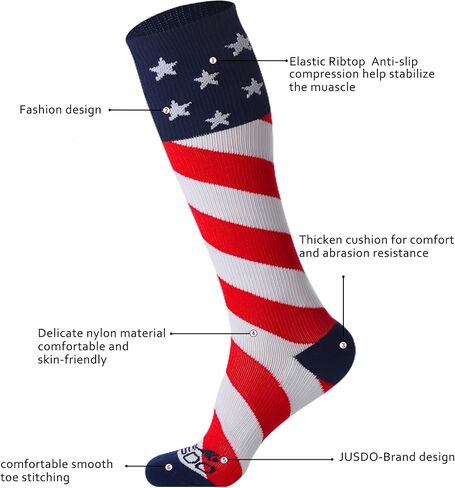 JUSDO Kids Soccer Socks, American Flag Athletic Socks with Cushion Team Sport Knee High Socks for Youth Kids Boys Girls Christmas Gift (3 Pairs/M) (Small, American Elements-2) in Saudi Arabia