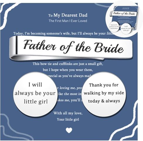 LIUANAN Father of the Bride Gifts Tie Clip/Bar & Cufflinks Set for Men A Father's Keepsake A Gift of Gratitude From Daughter to Father in Saudi Arabia