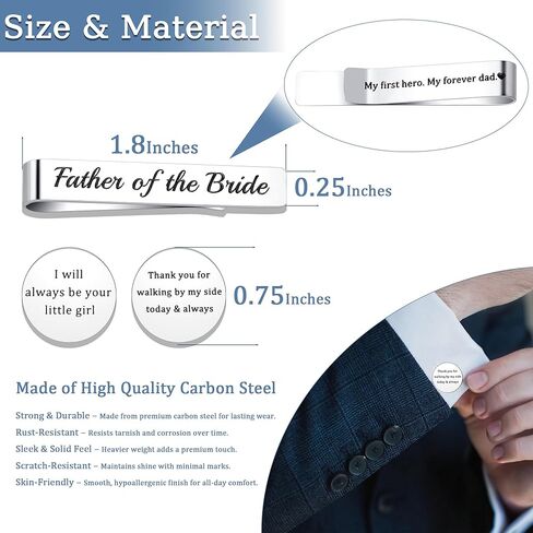 LIUANAN Father of the Bride Gifts Tie Clip/Bar & Cufflinks Set for Men A Father's Keepsake A Gift of Gratitude From Daughter to Father in Saudi Arabia