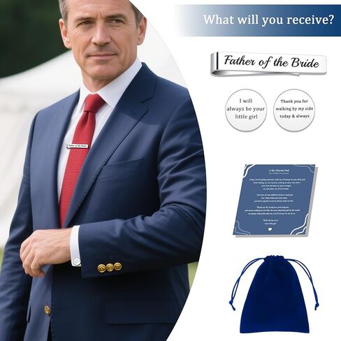 LIUANAN Father of the Bride Gifts Tie Clip/Bar & Cufflinks Set for Men A Father's Keepsake A Gift of Gratitude From Daughter to Father in Saudi Arabia